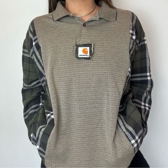 Reworked Carhartt Relaxed Long Sleeve Country Streetwear Flannel Shirt Top - Picture 3 of 3